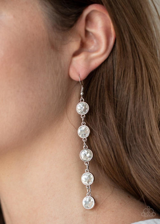 Paparazzi Accessories - Trickle Down Twinkle - White Earrings - Bling by JessieK