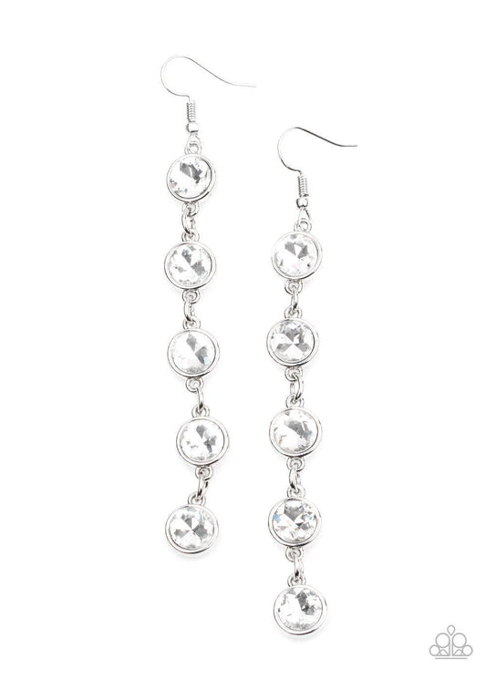 Paparazzi Accessories - Trickle Down Twinkle - White Earrings - Bling by JessieK