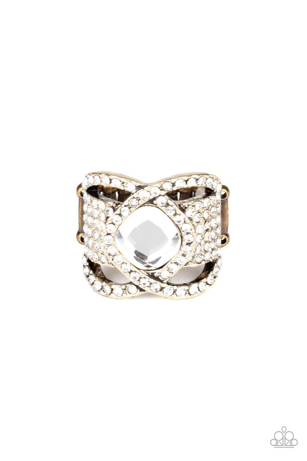 Paparazzi Accessories - Triple Crown Twinkle - Brass Ring - Bling by JessieK
