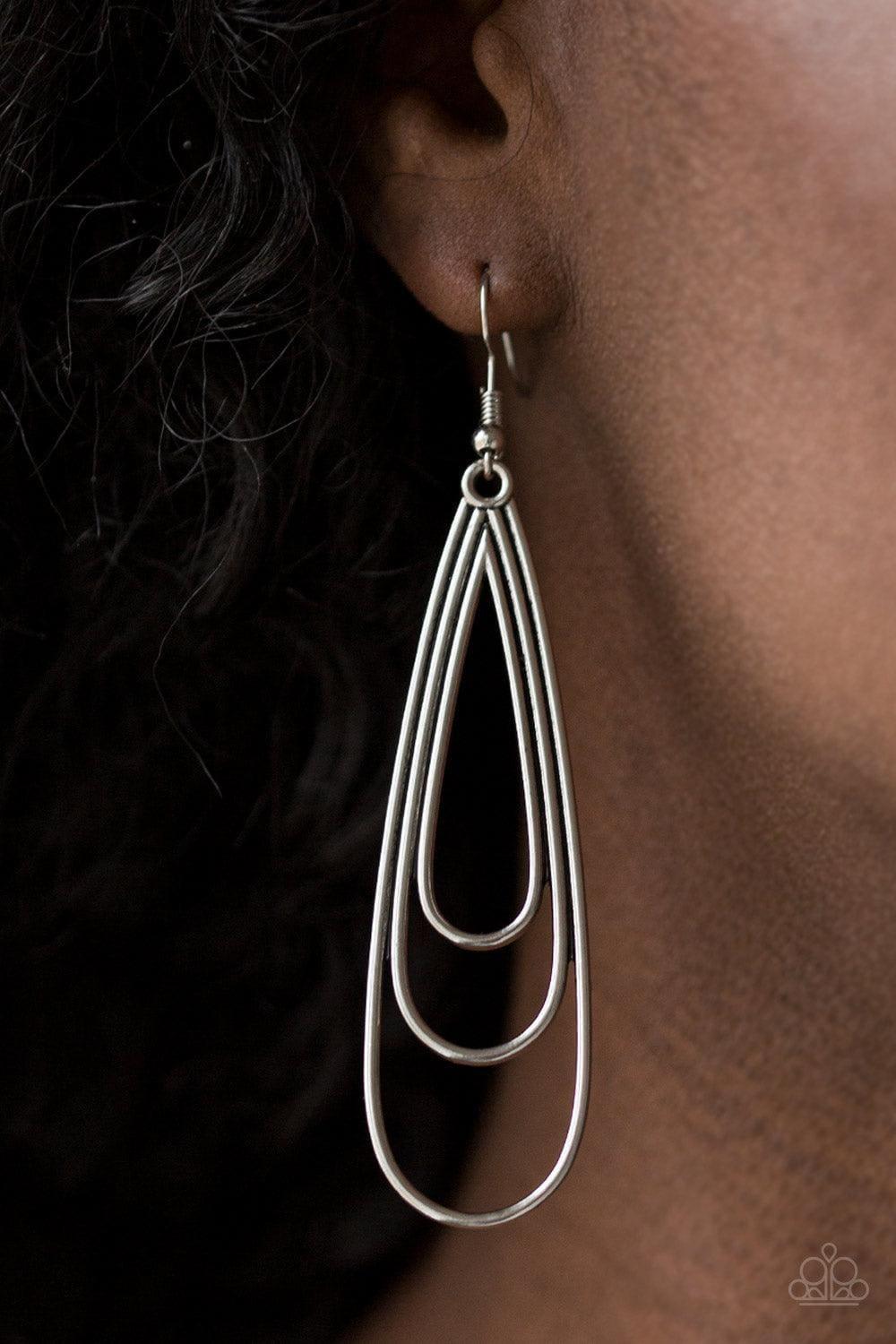 Paparazzi Accessories - Triple Ripple - Silver Earrings - Bling by JessieK