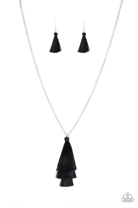 Paparazzi Accessories - Triple The Tassel - Black Necklace - Bling by JessieK