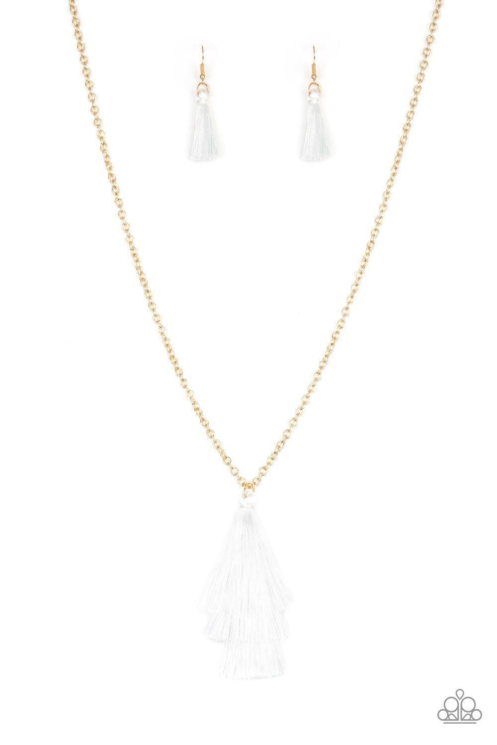 Paparazzi Accessories - Triple The Tassel - White Necklace - Bling by JessieK