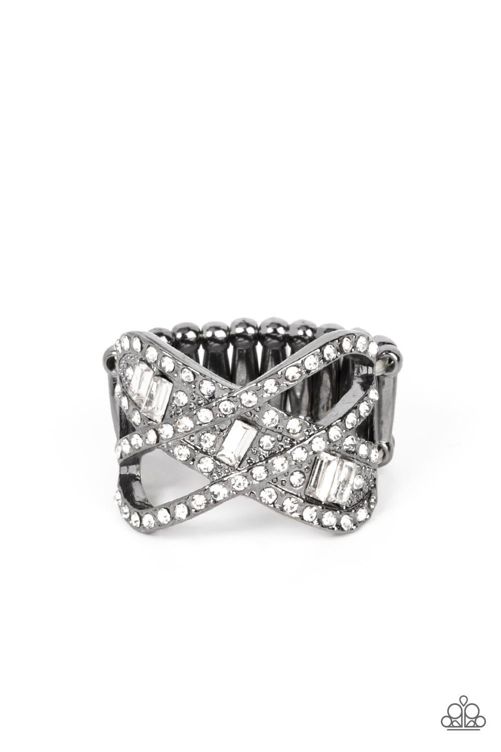 Paparazzi Accessories - Triple Threat Twinkle - Black Ring - Bling by JessieK