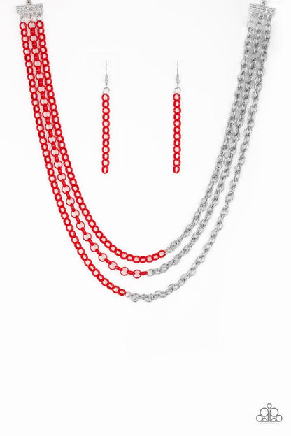 Paparazzi Accessories - Turn Up The Volume - Red Necklace - Bling by JessieK