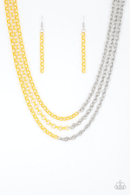 Paparazzi Accessories - Turn Up The Volume - Yellow Necklace - Bling by JessieK