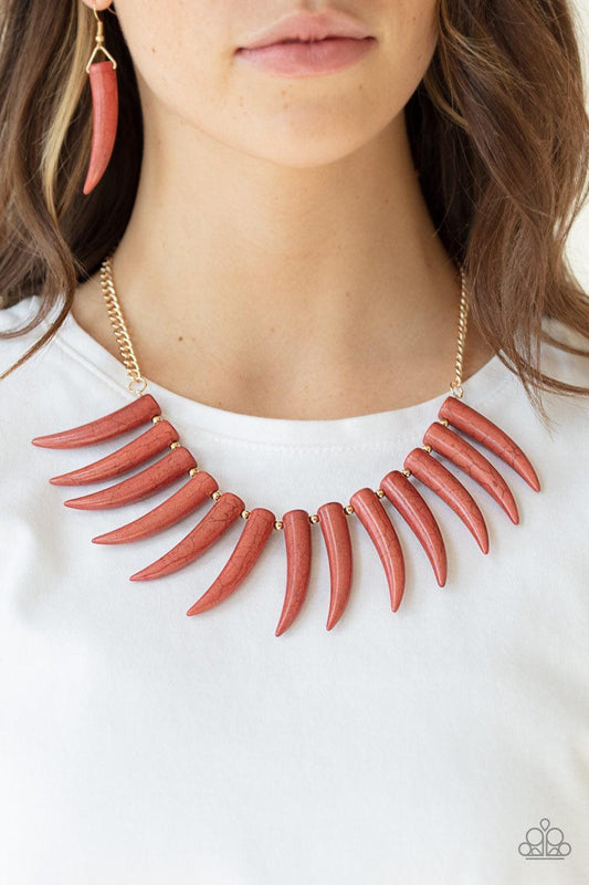 Paparazzi Accessories - Tusk Tundra - Brown Necklace - Bling by JessieK