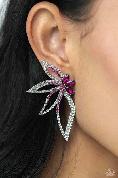 Paparazzi Accessories - Twinkling Tulip - Pink Earrings - Bling by JessieK