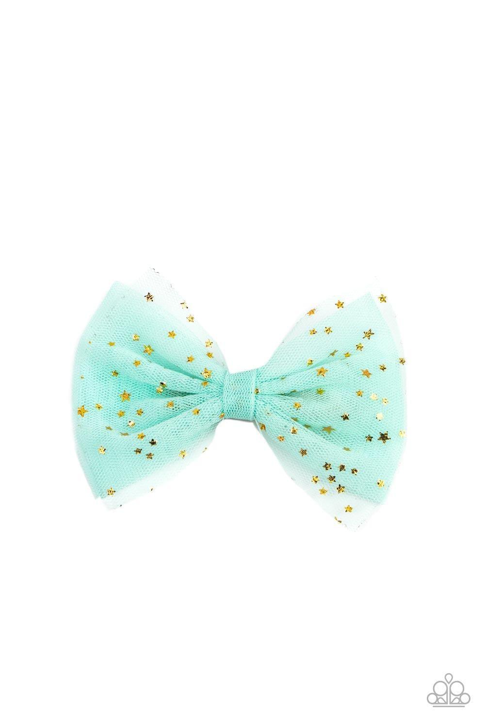Paparazzi Accessories - Twinkly Tulle - Green Hair Bow - Bling by JessieK