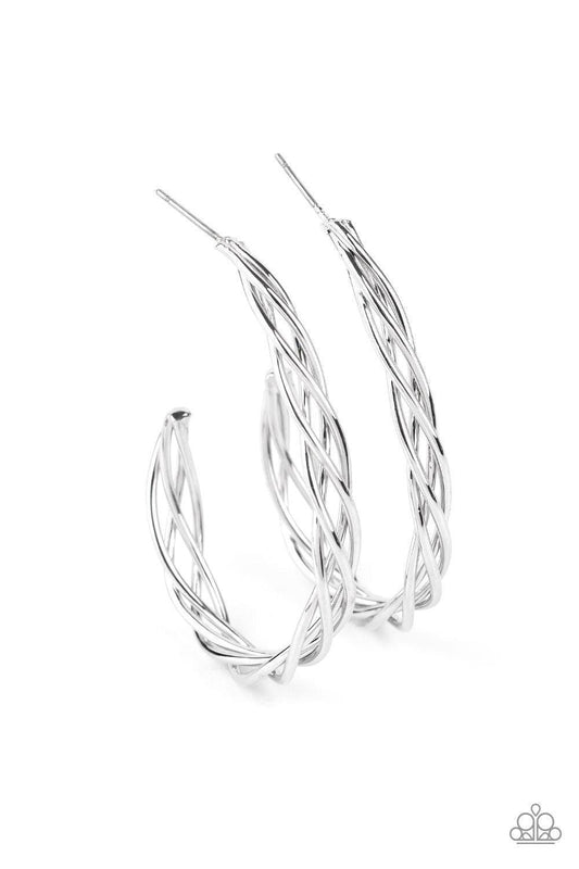 Paparazzi Accessories - Twisted Tango - Silver Earrings - Bling by JessieK