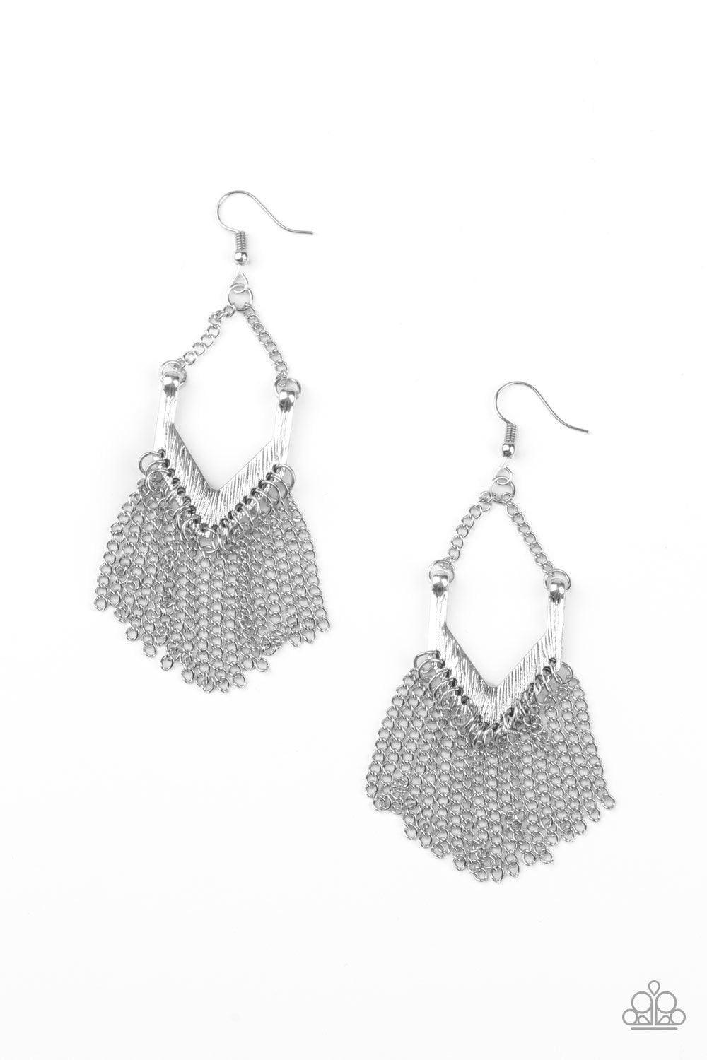 Paparazzi Accessories - Unchained Fashion - Silver Earrings - Bling by JessieK