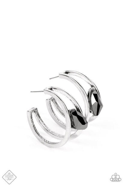 Paparazzi Accessories - Unrefined Reverie - Silver Hoop Earrings - Bling by JessieK