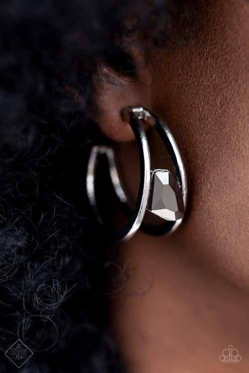 Paparazzi Accessories - Unrefined Reverie - Silver Hoop Earrings - Bling by JessieK