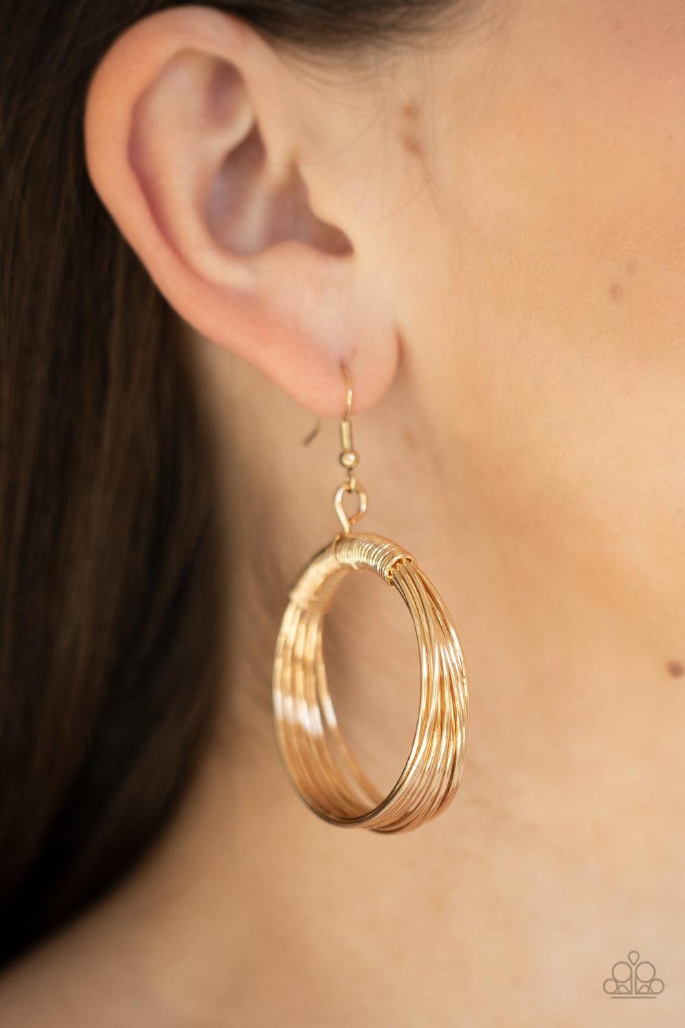 Paparazzi Accessories - Urban-spun - Gold Earrings - Bling by JessieK