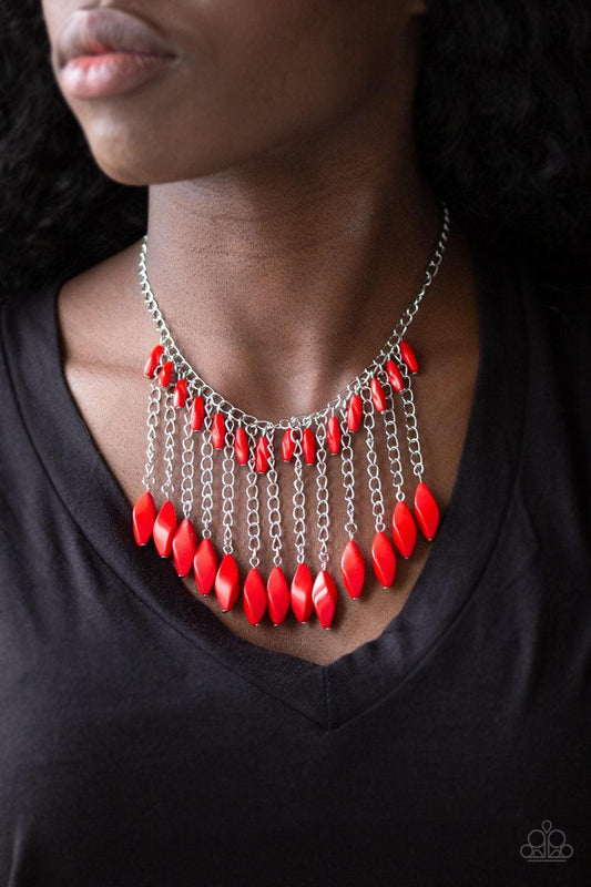 Paparazzi Accessories - Venturous Vibes - Red Necklace - Bling by JessieK