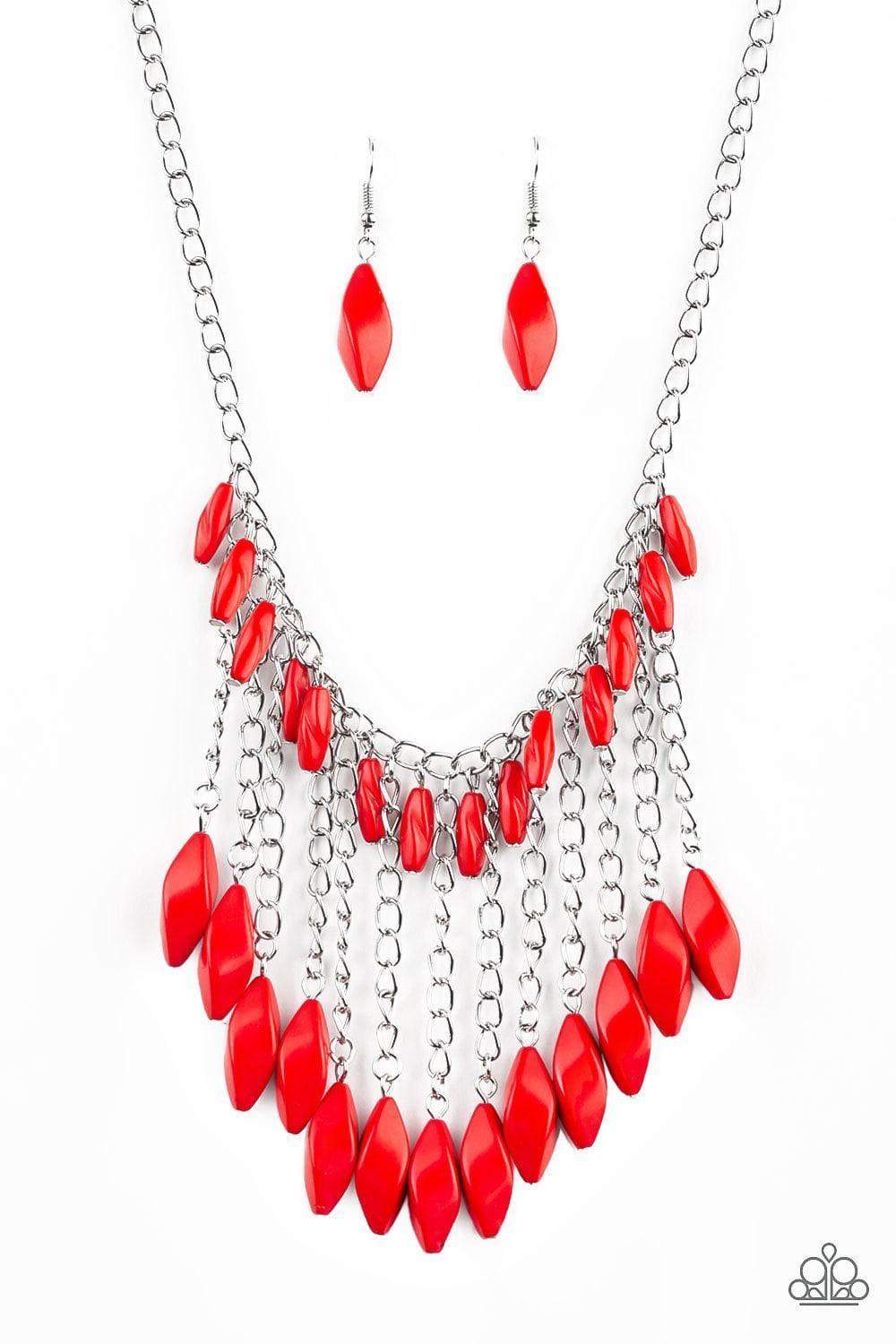 Paparazzi Accessories - Venturous Vibes - Red Necklace - Bling by JessieK