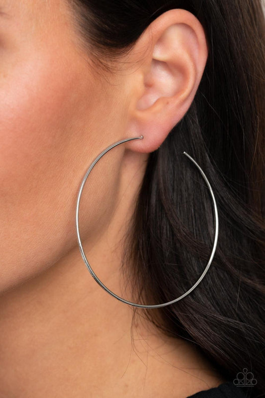 Paparazzi Accessories - Very Curvaceous - Silver Hoop Earrings - Bling by JessieK
