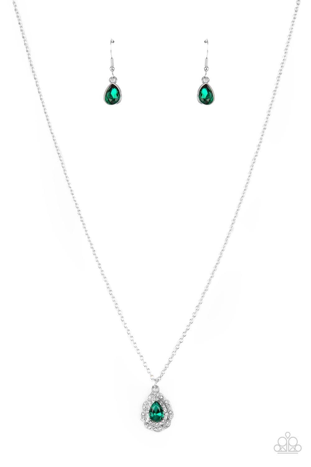 Paparazzi Accessories - Vintage Validation - Green Dainty Necklace - Bling by JessieK