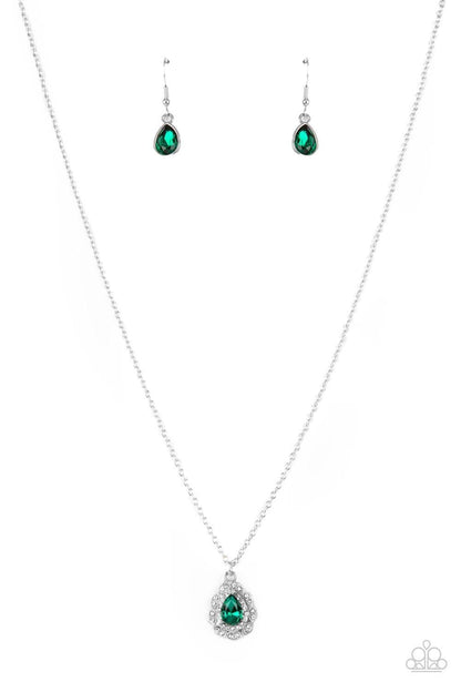Paparazzi Accessories - Vintage Validation - Green Dainty Necklace - Bling by JessieK