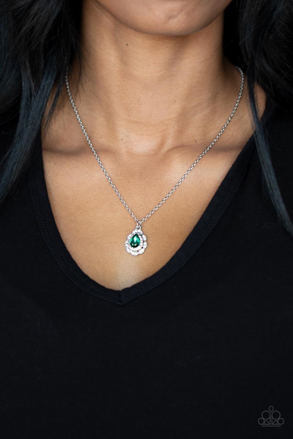 Paparazzi Accessories - Vintage Validation - Green Dainty Necklace - Bling by JessieK