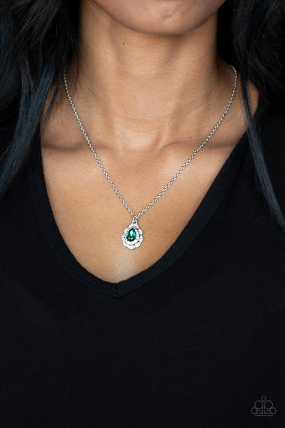Paparazzi Accessories - Vintage Validation - Green Dainty Necklace - Bling by JessieK