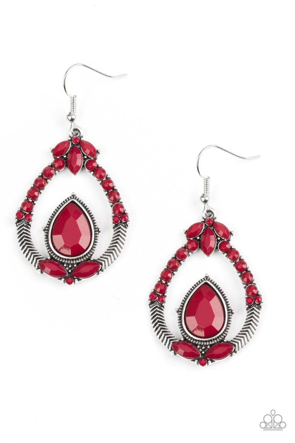 Paparazzi Accessories - Vogue Voyager - Red Earrings - Bling by JessieK