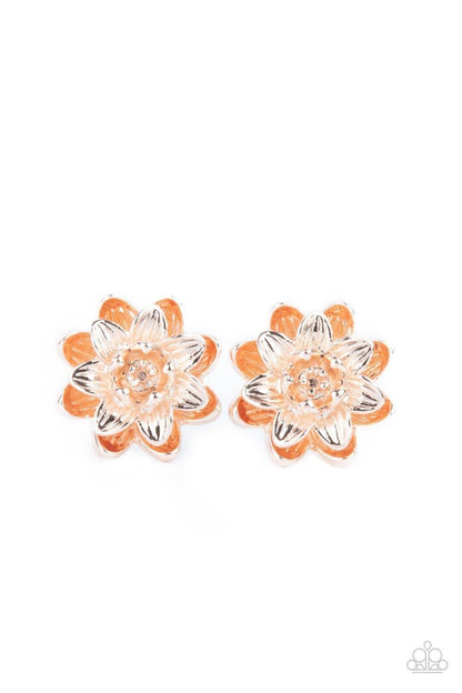 Paparazzi Accessories - Water Lily Love - Rose Gold Earrings - Bling by JessieK
