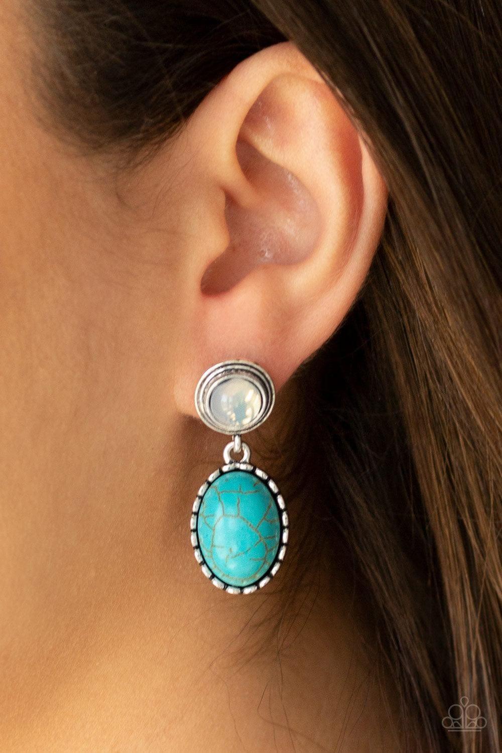 Paparazzi Accessories - Western Oasis - Blue Turquoise Earrings - Bling by JessieK