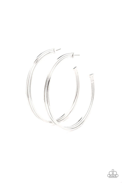 Paparazzi Accessories - Wheelhouse - Silver Hoop Earrings - Bling by JessieK