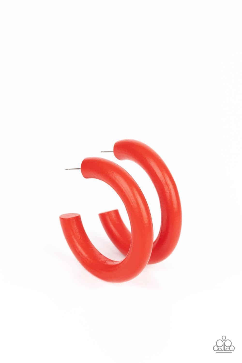 Paparazzi Accessories - Woodsy Wonder - Red Hoop Earrings - Bling by JessieK