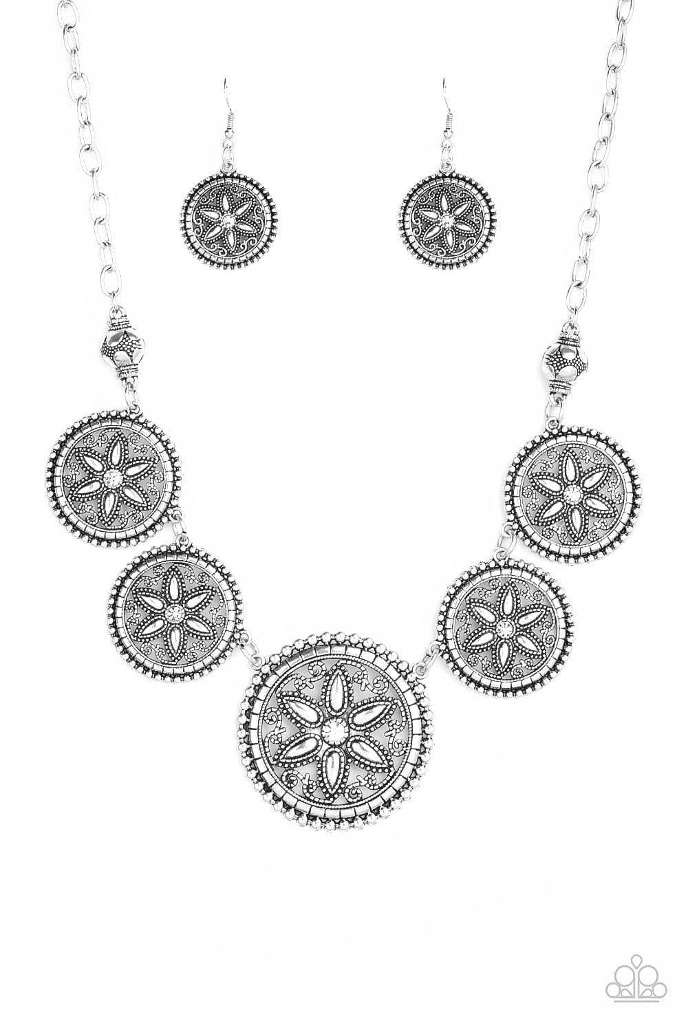 Paparazzi Accessories - Written In The Star Lilies And Funky Flower Child - White Necklace & Bracelet Set - Bling by JessieK