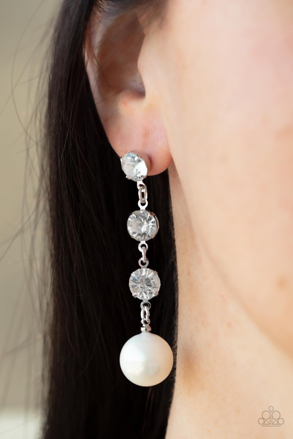 Paparazzi Accessories - Yacht Scene - White Earrings - Bling by JessieK