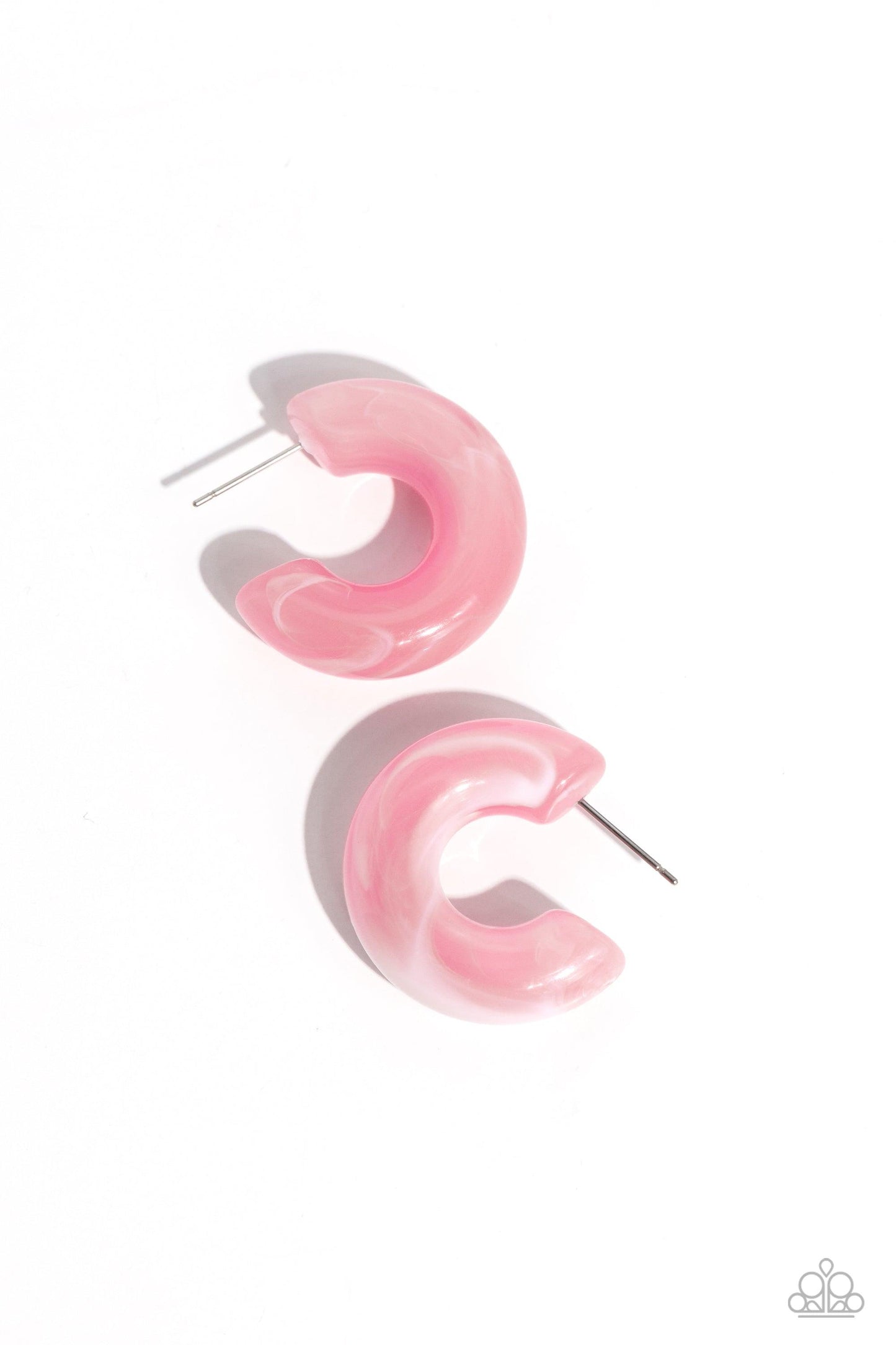 Paparazzi Accessories - Acrylic Acclaim - Pink Hoop Earrings - Bling by JessieK