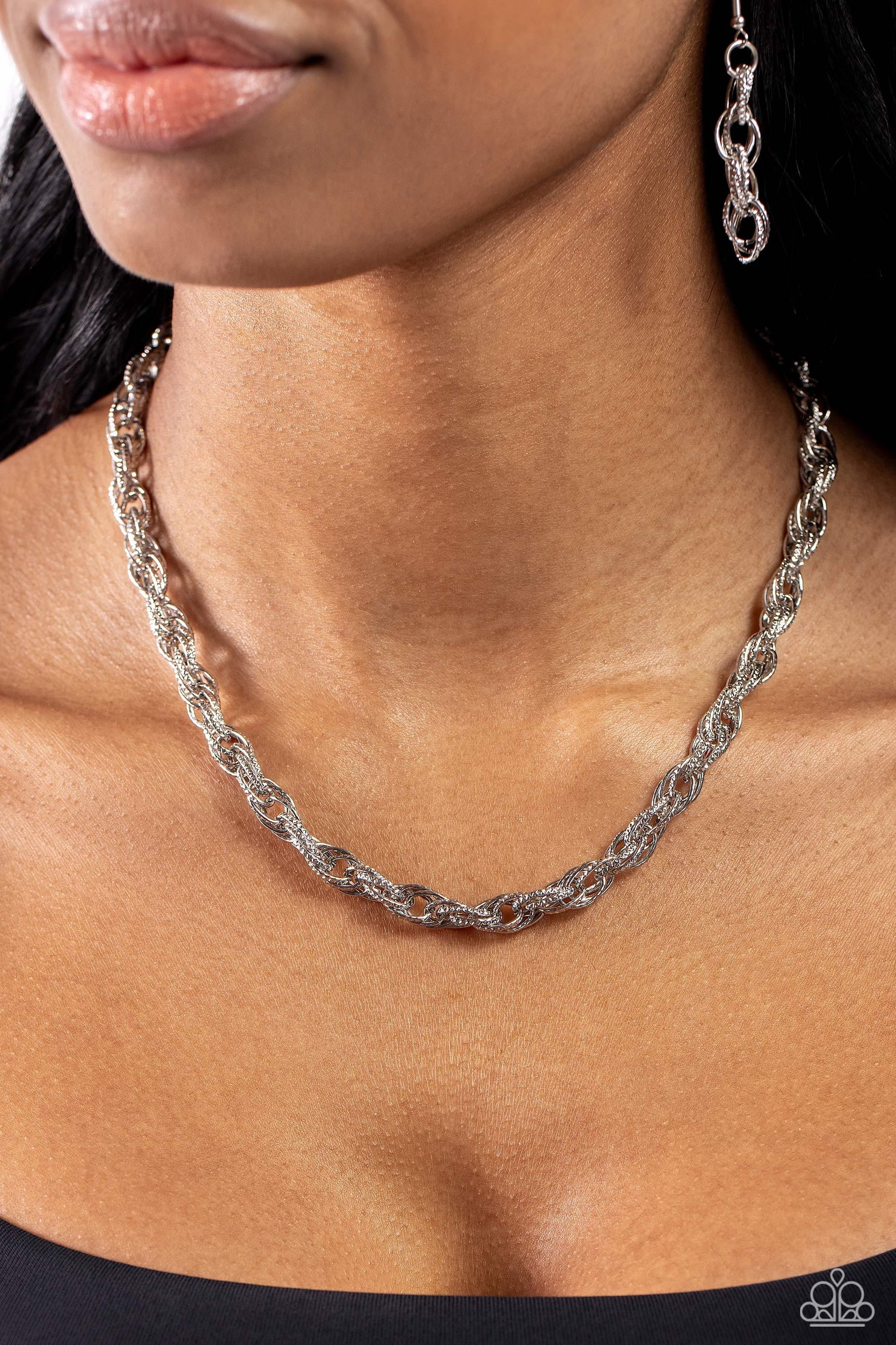 Paparazzi Accessories - Braided Ballad - Silver Necklace - Bling by JessieK