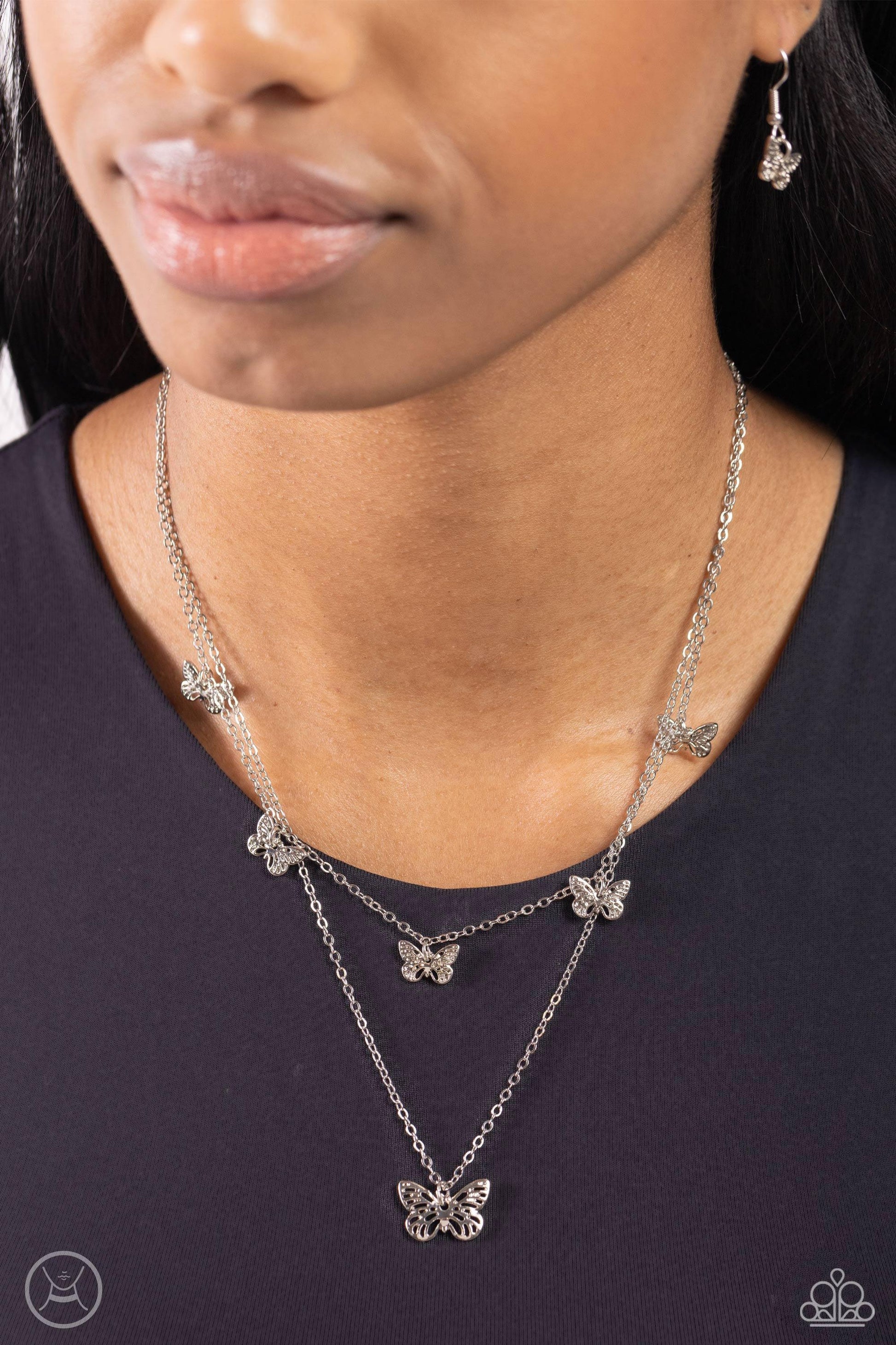 Paparazzi Accessories - Butterfly Beacon - Silver Choker Necklace - Bling by JessieK