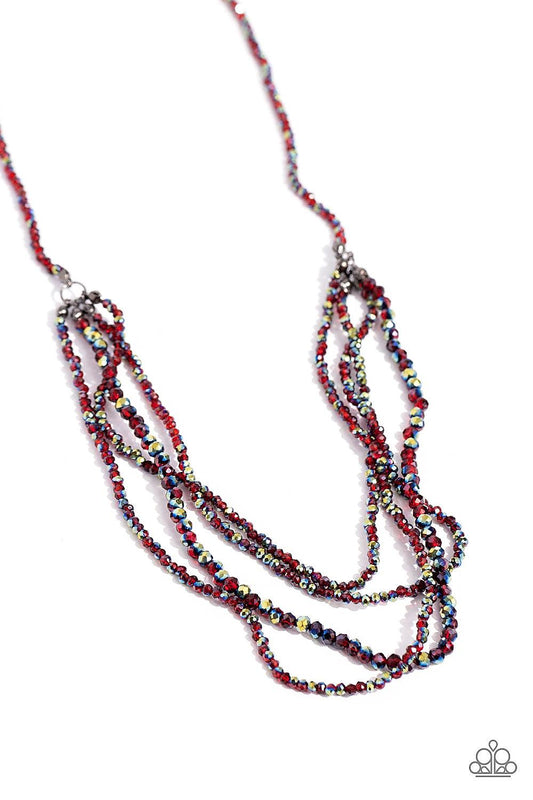 Paparazzi Accessories - Candescent Cascade - Red Necklace - Bling by JessieK