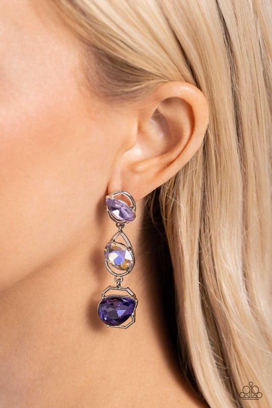 Paparazzi Accessories - Dimensional Dance - Purple Earrings - Bling by JessieK