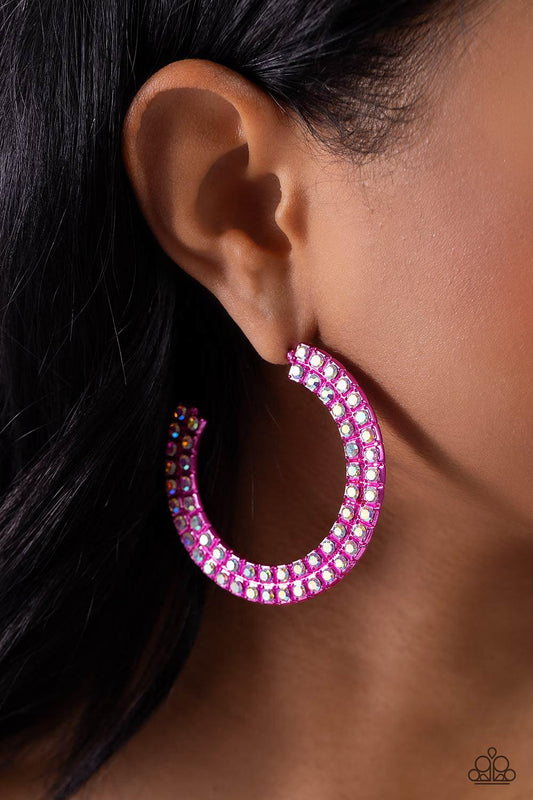 Paparazzi Accessories - Flawless Fashion - Pink Hoop Earrings - Bling by JessieK