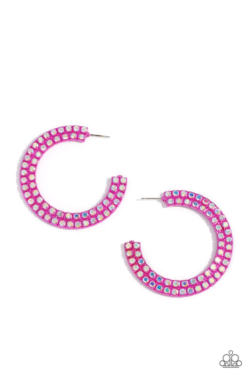 Paparazzi Accessories - Flawless Fashion - Pink Hoop Earrings - Bling by JessieK