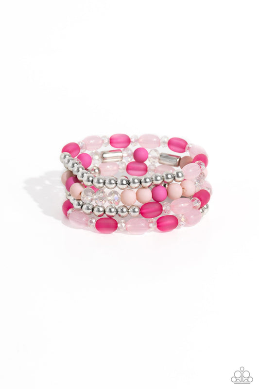 Paparazzi Accessories - Glassy Gait - Pink Bracelets - Bling by JessieK