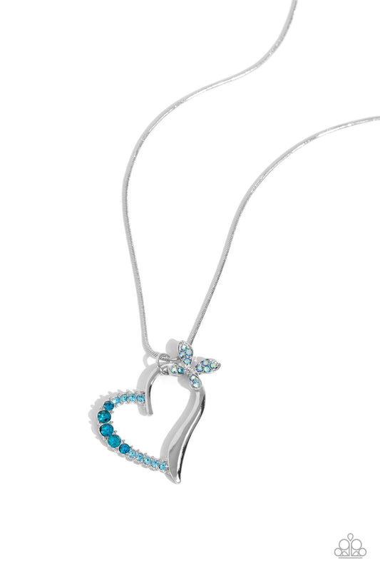 Paparazzi Accessories - Half-Hearted Haven - Blue Necklace - Bling by JessieK
