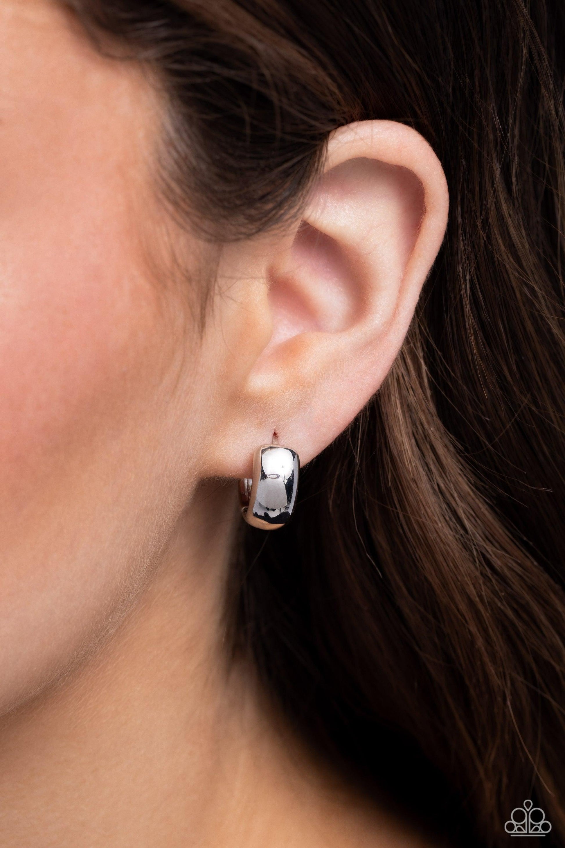 Paparazzi Accessories - Hinged Halftime - Silver Hoop Earrings - Bling by JessieK