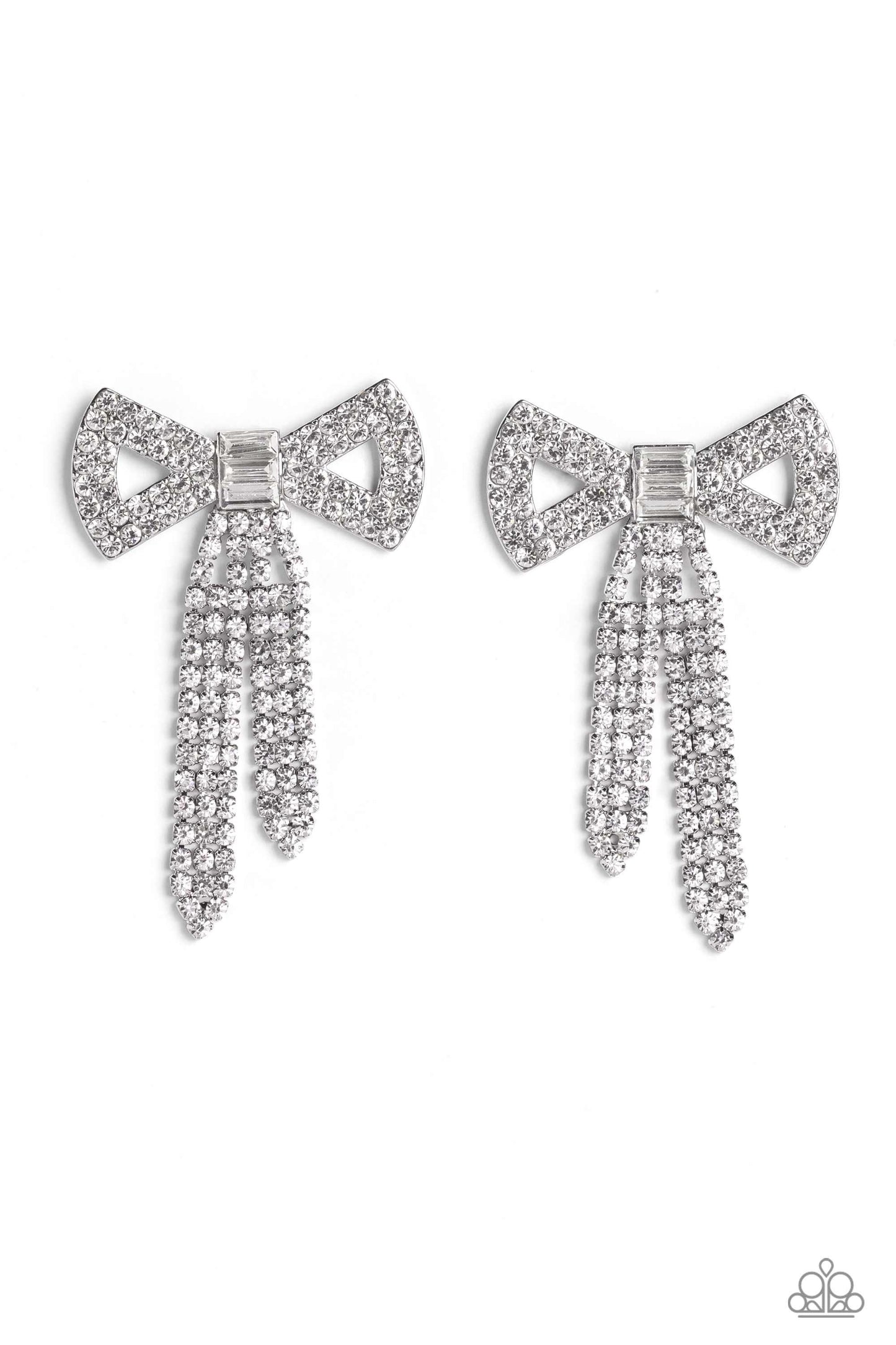 Paparazzi Accessories - Just BOW With It - White Earrings - Bling by JessieK