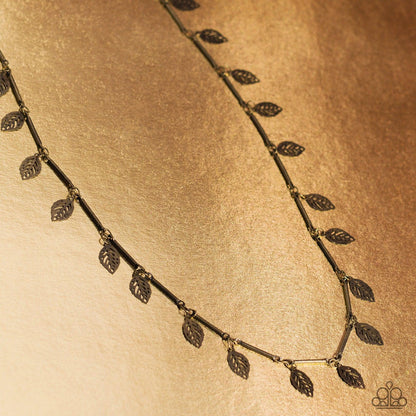 Paparazzi Accessories - LEAF a Light On - Brass Necklace - Bling by JessieK