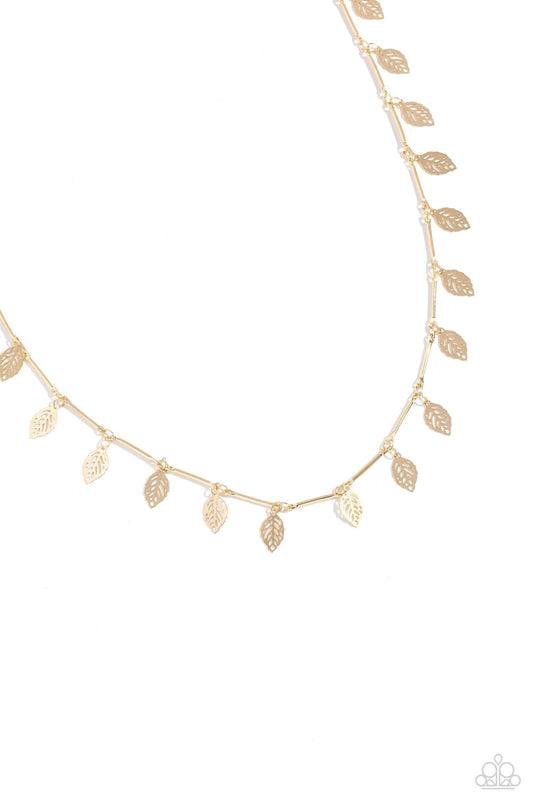 Paparazzi Accessories - LEAF a Light On - Gold Necklace - Bling by JessieK