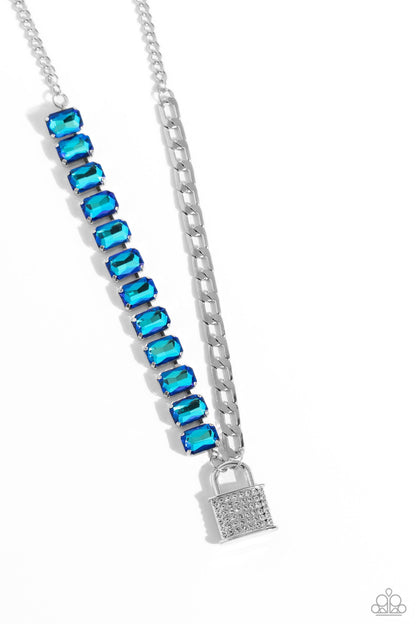 Paparazzi Accessories - LOCK and Roll - Blue Necklace - Bling by JessieK