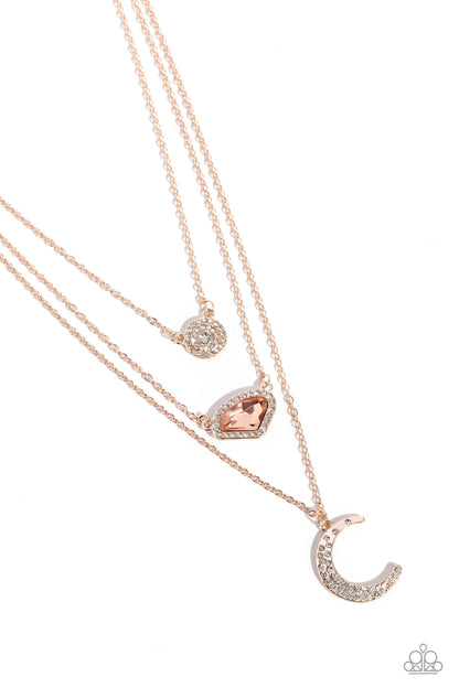Paparazzi Accessories - Lunar Lineup - Rose Gold Necklace - Bling by JessieK