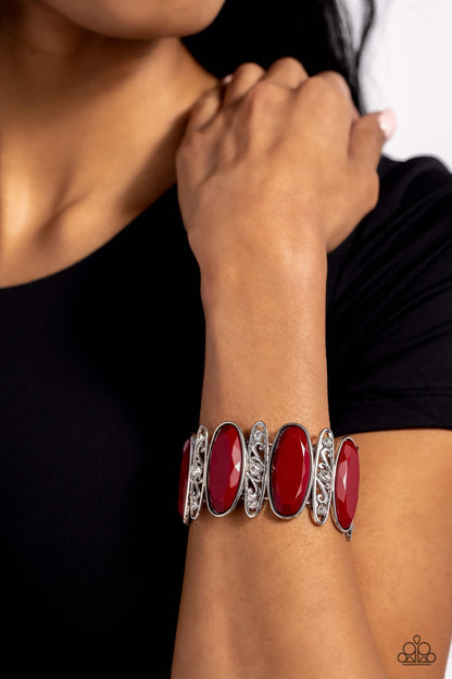 Paparazzi Accessories - Saturated Sparkle - Red Bracelet - Bling by JessieK