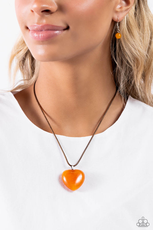 Paparazzi Accessories - Serene Sweetheart - Orange Necklace - Bling by JessieK