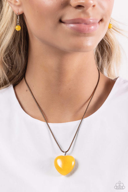 Paparazzi Accessories - Serene Sweetheart - Yellow Necklace - Bling by JessieK