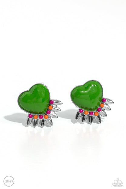 Paparazzi Accessories - Spring Story - Green Clip-On Earrings - Bling by JessieK